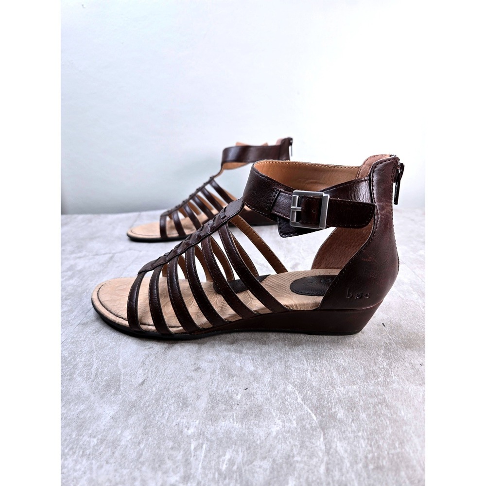 Born Of Concept Gladiator Wedge Sandals 8 Dark Brown Strappy Comfort Boho Hippie